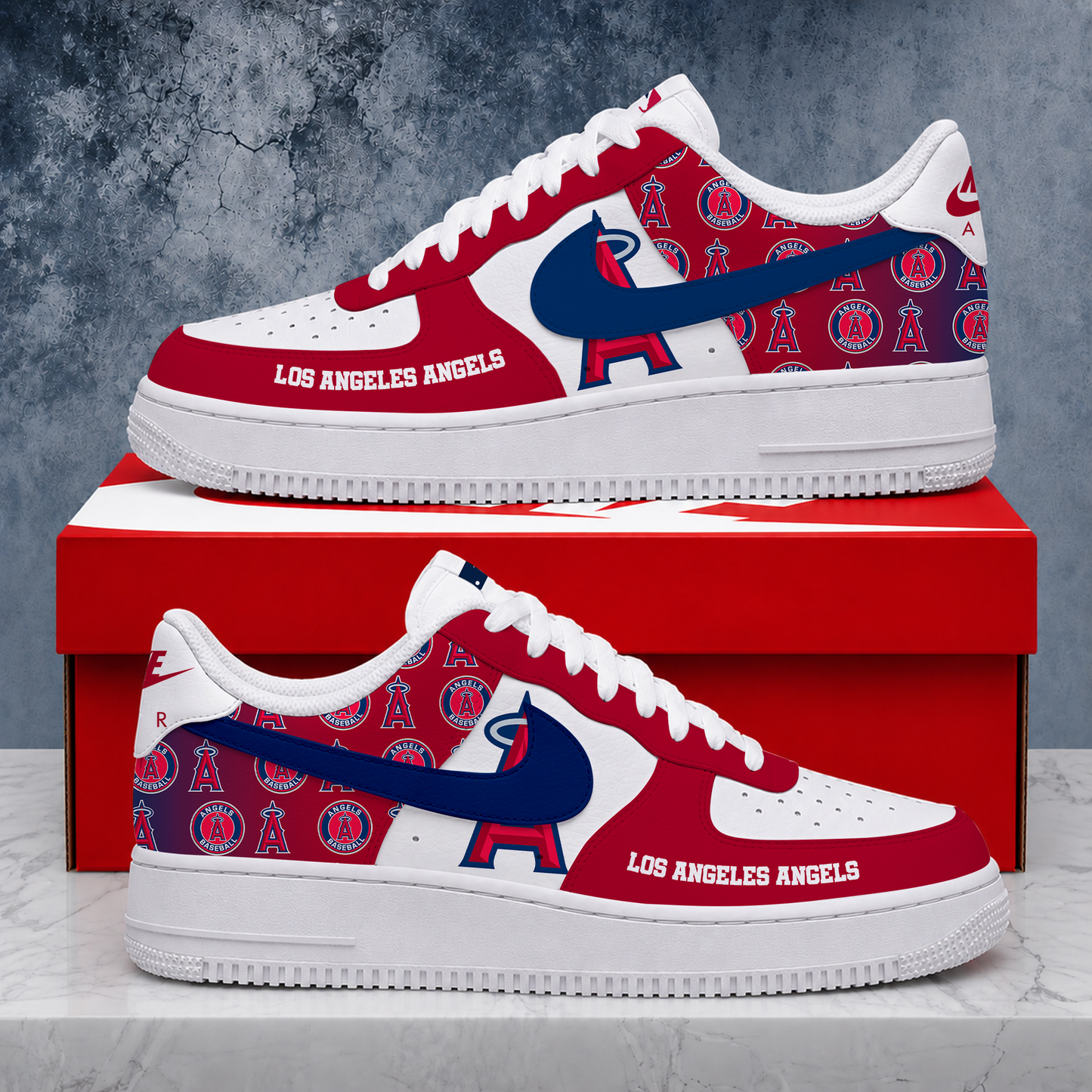 LIMITED EDITION - NEW CUSTOMIZED MLB27 LAA LOS ANGELES ANGELS AF1 SHOES