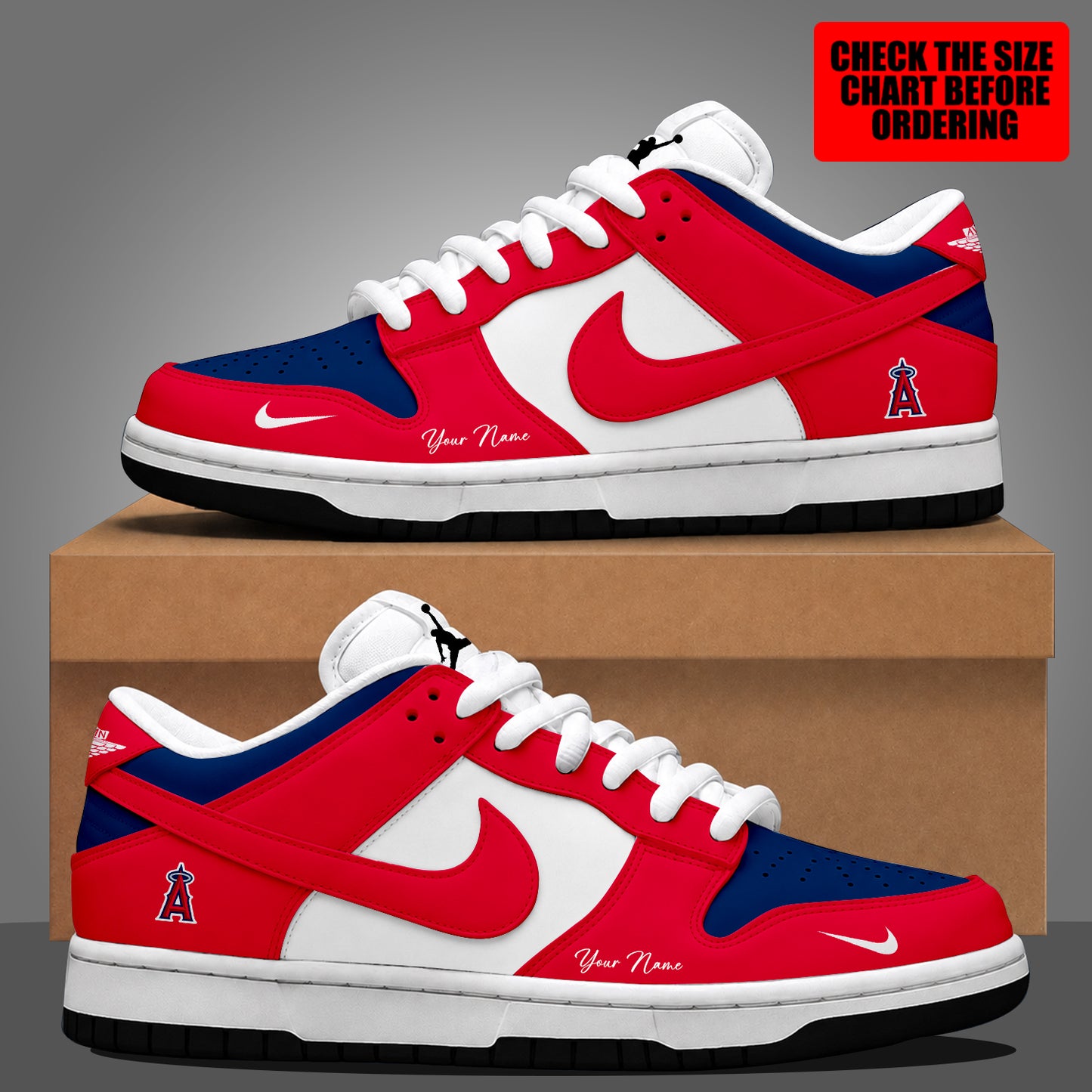 [FLASH SALE] NEW CUSTOMIZED MLB27 LAA LOS ANGELES ANGELS DUNK LOW SHOES