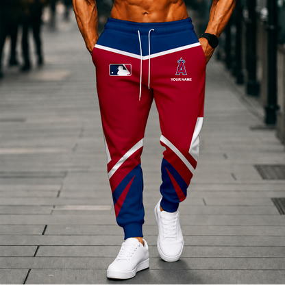 LIMITED EDITION - NEW CUSTOMIZED MLB27 LAA LOS ANGELES ANGELS SWEATPANTS