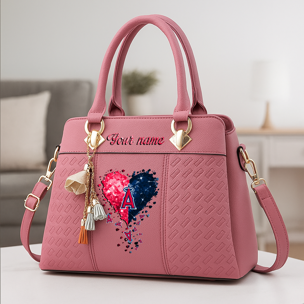 LIMITED EDITION - NEW CUSTOMIZED MLB27 LAA LOS ANGELES ANGELS ZIP HANDBAG MULTICOLOR