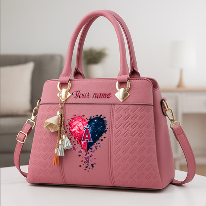 LIMITED EDITION - NEW CUSTOMIZED MLB27 LAA LOS ANGELES ANGELS ZIP HANDBAG MULTICOLOR