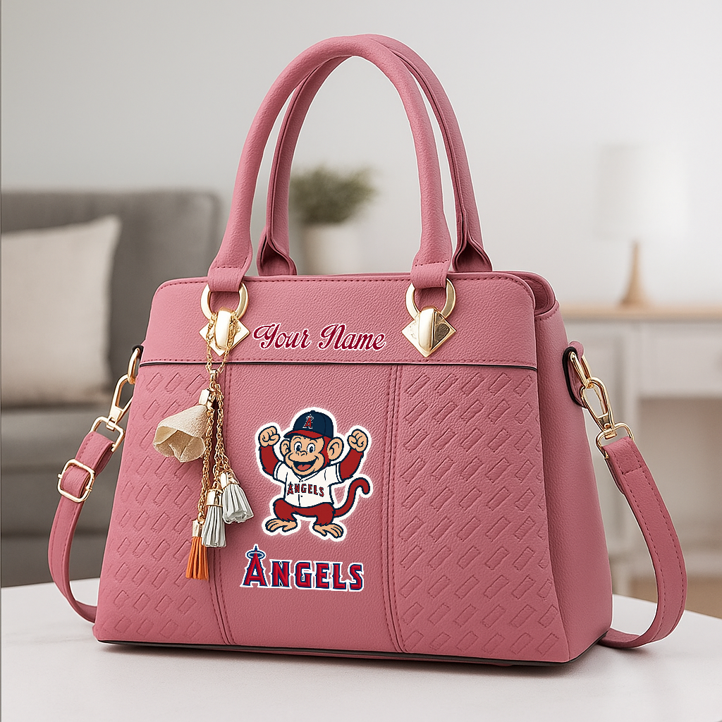 LIMITED EDITION - NEW CUSTOMIZED MLB27 LAA LOS ANGELES ANGELS ZIP HANDBAG MULTICOLOR