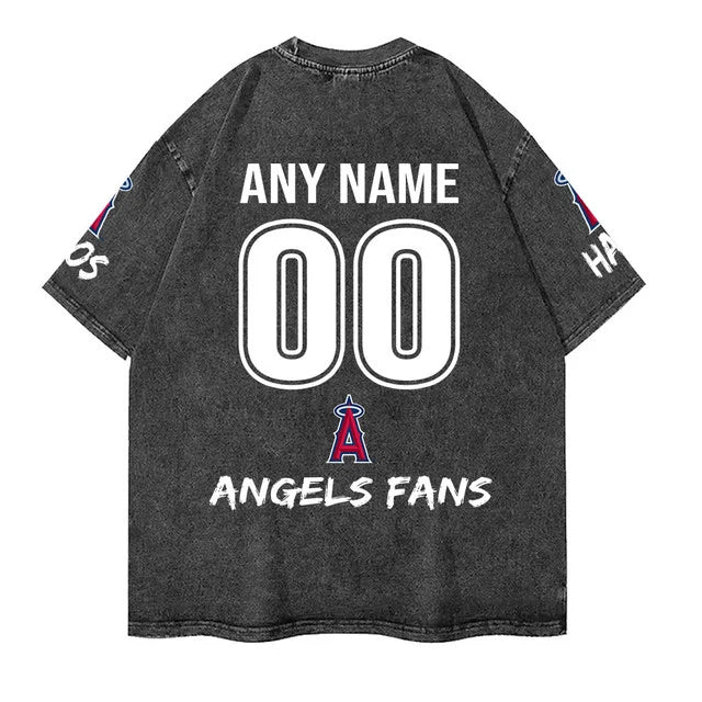 [FLASH SALE] NEW CUSTOMIZED MLB27 LAA LOS ANGELES ANGELS MULTICOLOR WASHED TEE
