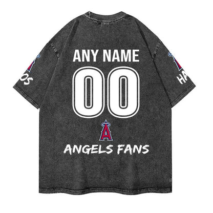 [FLASH SALE] NEW CUSTOMIZED MLB27 LAA LOS ANGELES ANGELS MULTICOLOR WASHED TEE