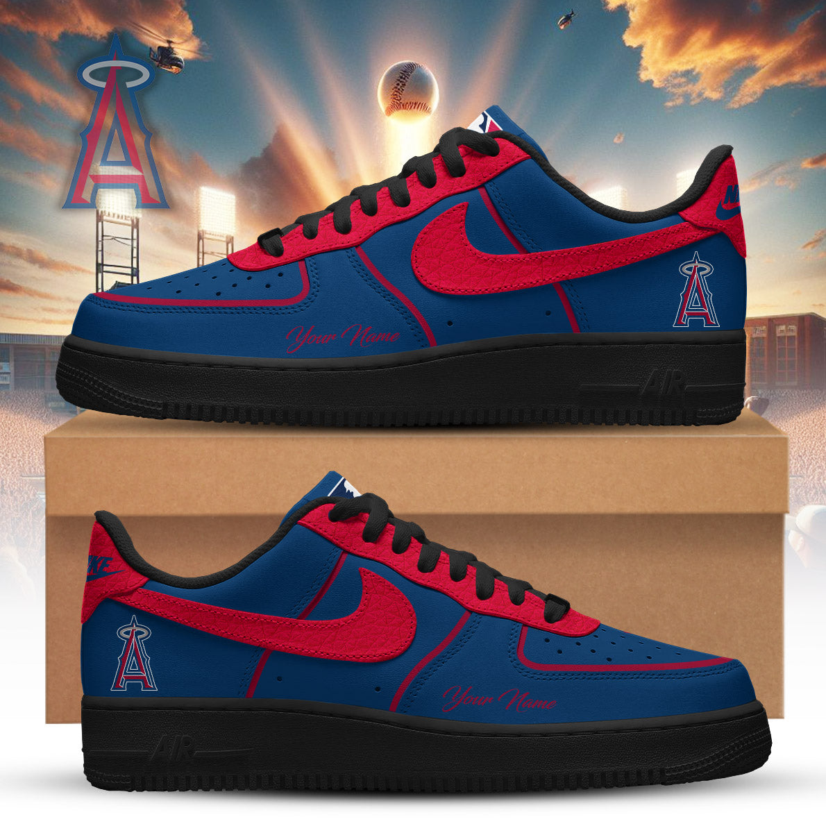 LIMITED EDITION - NEW CUSTOMIZED MLB27 LAA LOS ANGELES ANGELS AF1 SNEAKERS