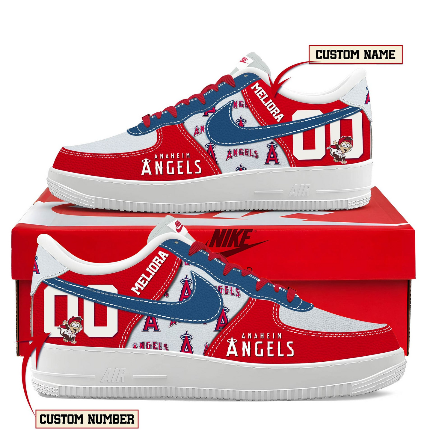 LIMITED EDITION - NEW CUSTOMIZED MLB28 WNS WASHINGTON NATIONALS AF1 SHOES