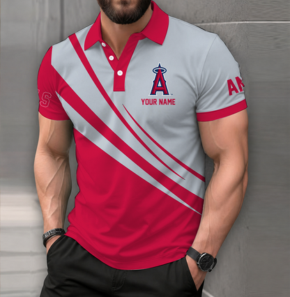 LIMITED EDITION - NEW CUSTOMIZED MLB27 LAA LOS ANGELES ANGELS POLO SHIRT