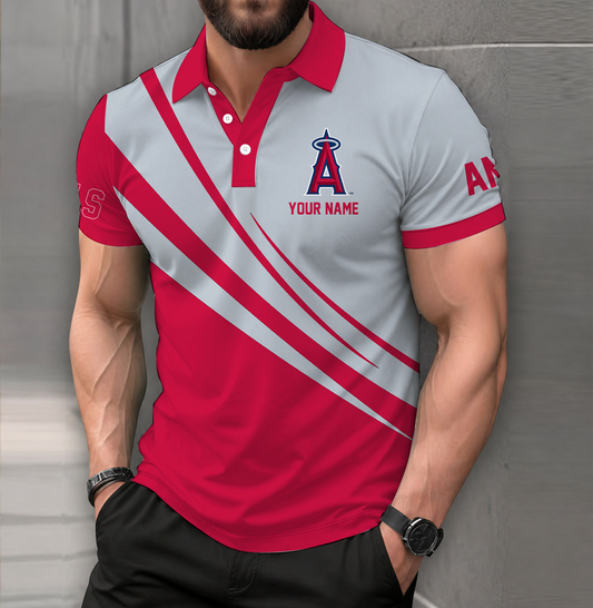 LIMITED EDITION - NEW CUSTOMIZED MLB27 LAA LOS ANGELES ANGELS POLO SHIRT