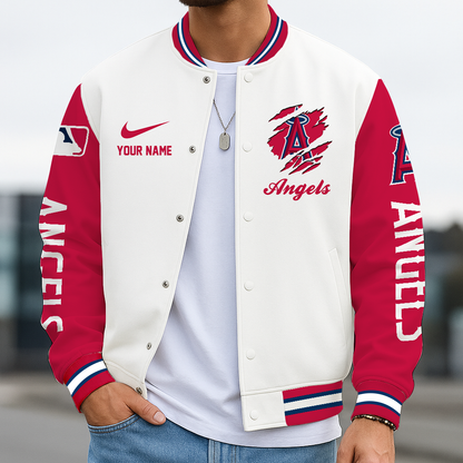 LIMITED EDITION - NEW CUSTOMIZED MLB27 LAA LOS ANGELES ANGELS BASEBALL JACKET, SATIN VARSITY JACKET