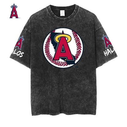 [FLASH SALE] NEW CUSTOMIZED MLB27 LAA LOS ANGELES ANGELS MULTICOLOR WASHED TEE