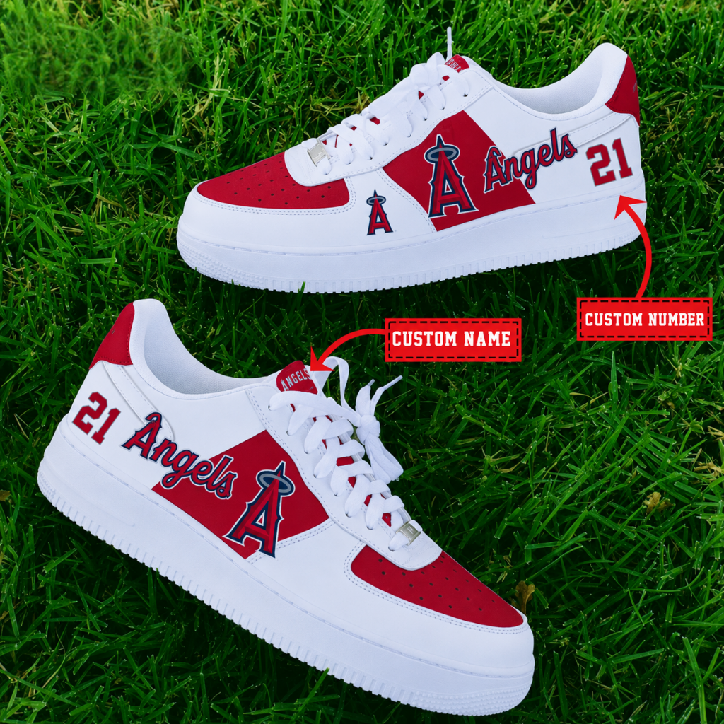 [FLASH SALE] NEW CUSTOMIZED MLB27 LAA LOS ANGELES ANGELS AF1 SHOES
