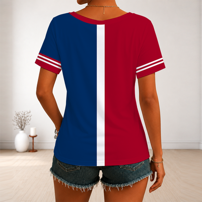 LIMITED EDITION - NEW CUSTOMIZED MLB27 LAA LOS ANGELES ANGELS V-NECK FEMALE SHIRT