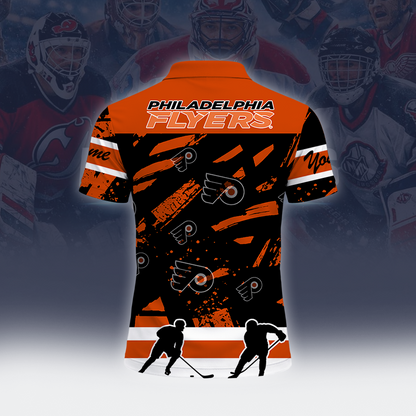 [SUPER SALE] NEW CUSTOMIZED NHL27 PPF PHILADELPHIA FLYERS POLO SHIRT