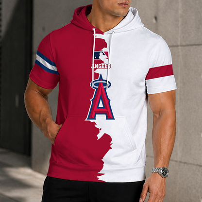 LIMITED EDITION - NEW CUSTOMIZED MLB27 LAA LOS ANGELES ANGELS SHORT SLEEVE HOODIE