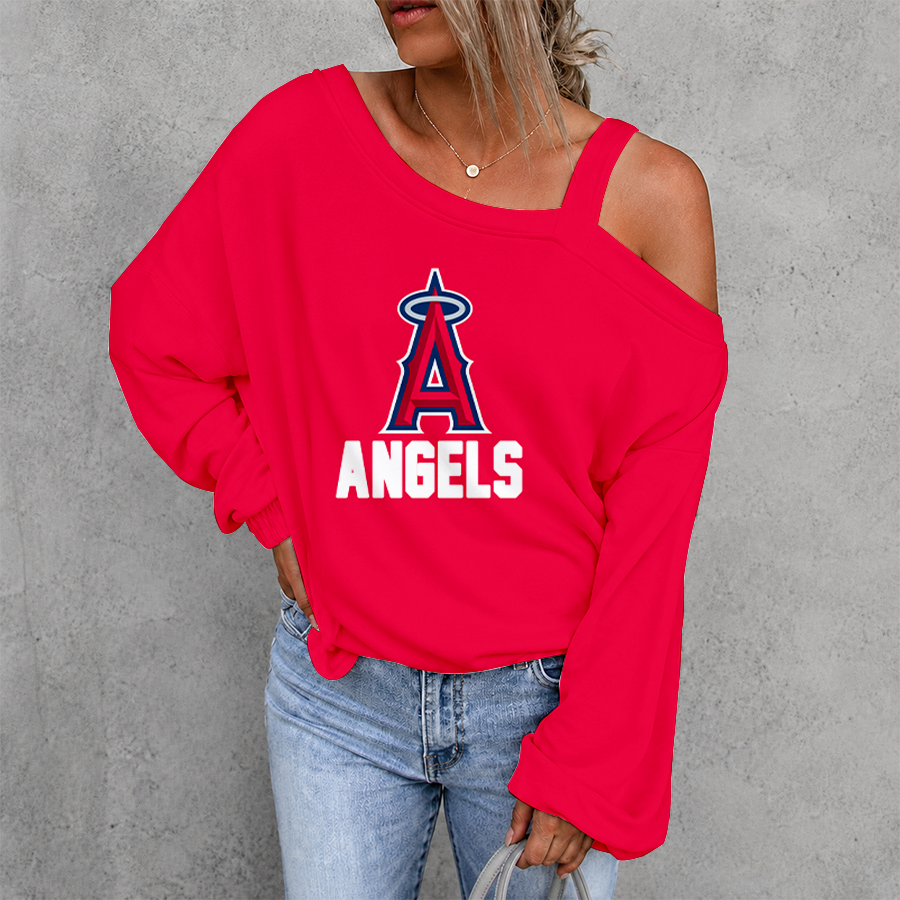 [FLASH SALE] NEW CUSTOMIZED MLB27 LAA LOS ANGELES ANGELS DROP SHOULDER SWEATSHIRT
