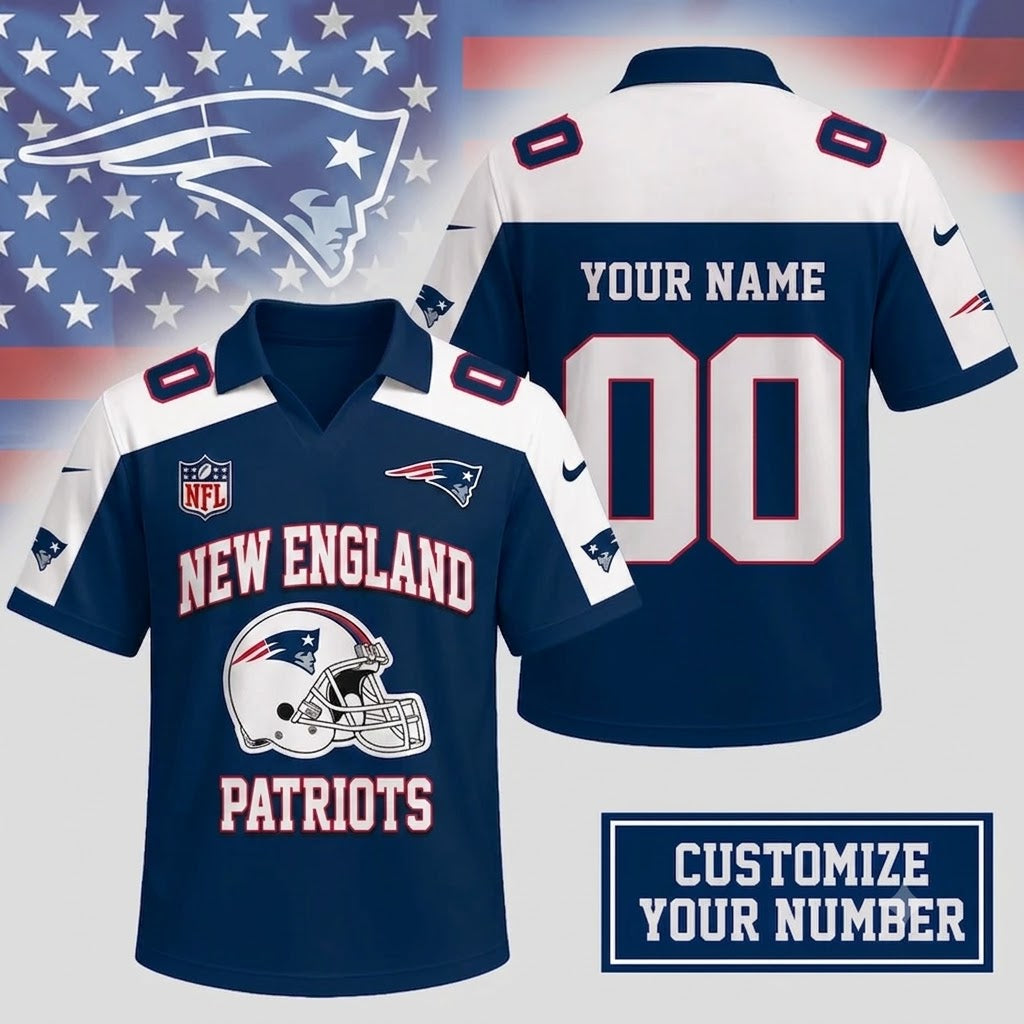ELITE EDITION - NEW CUSTOMIZED NFL27 NEP NEW ENGLAND PATRIOTS POLO SHIRT