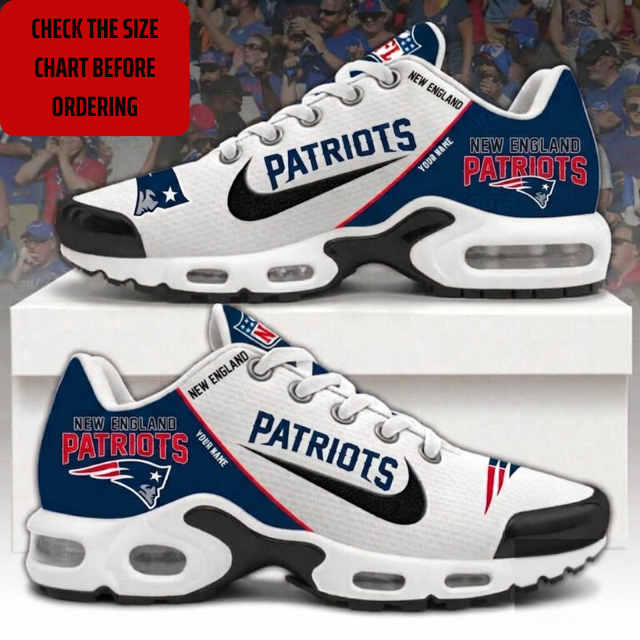 ELITE EDITION - NEW CUSTOMIZED NFL27 NEP NEW ENGLAND PATRIOTS AIR MAX PLUS SNEAKERS