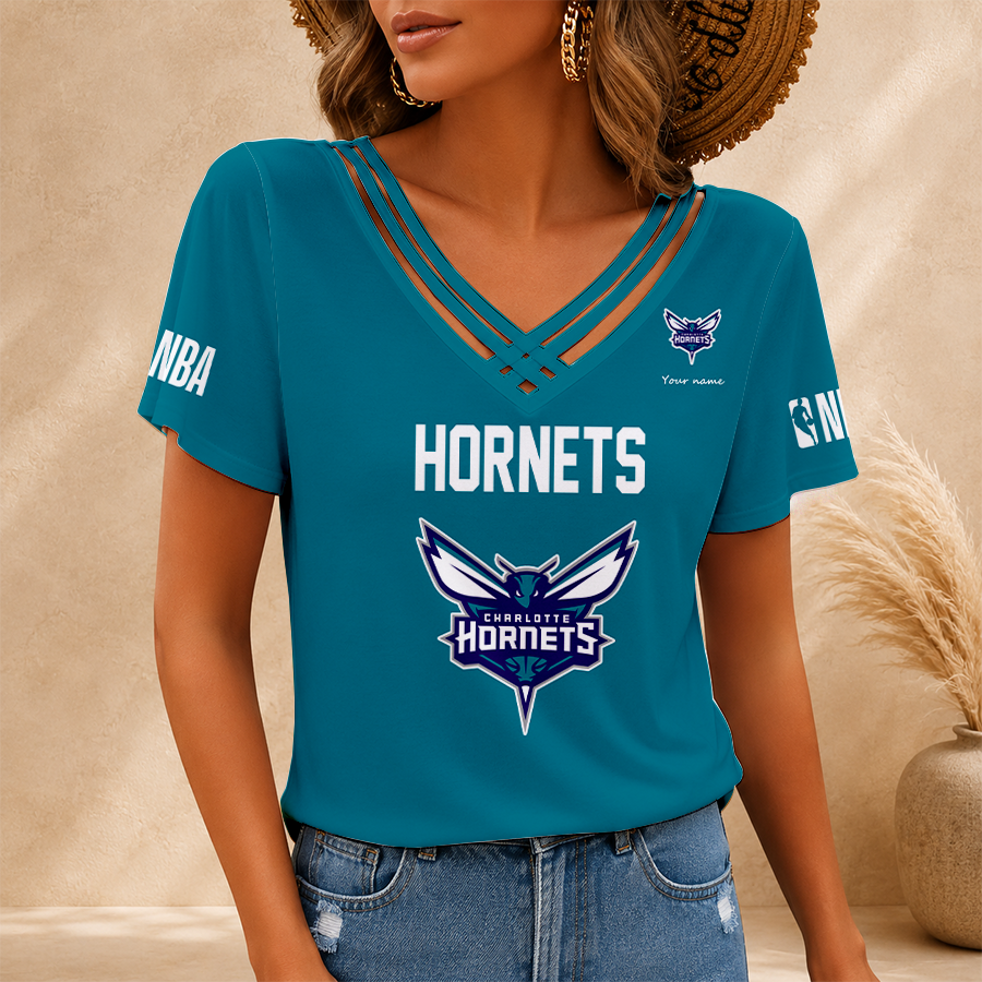 [HOT DEAL] NEW CUSTOMIZED NBA27 CHO CHARLOTTE HORNETS V-NECK SHIRT