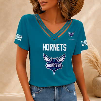 [HOT DEAL] NEW CUSTOMIZED NBA27 CHO CHARLOTTE HORNETS V-NECK SHIRT