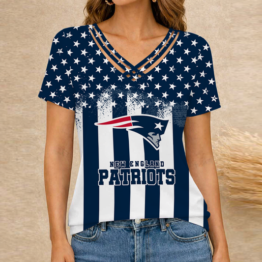 [SPECIAL OFFER] NEW CUSTOMIZED NFL27 NEP NEW ENGLAND PATRIOTS V-NECK SHIRT