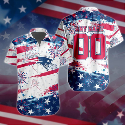 VIRAL EDITION - NEW CUSTOMIZED NFL27 NEP NEW ENGLAND PATRIOTS PATRIOTIC USA HAWAIIAN SHIRT