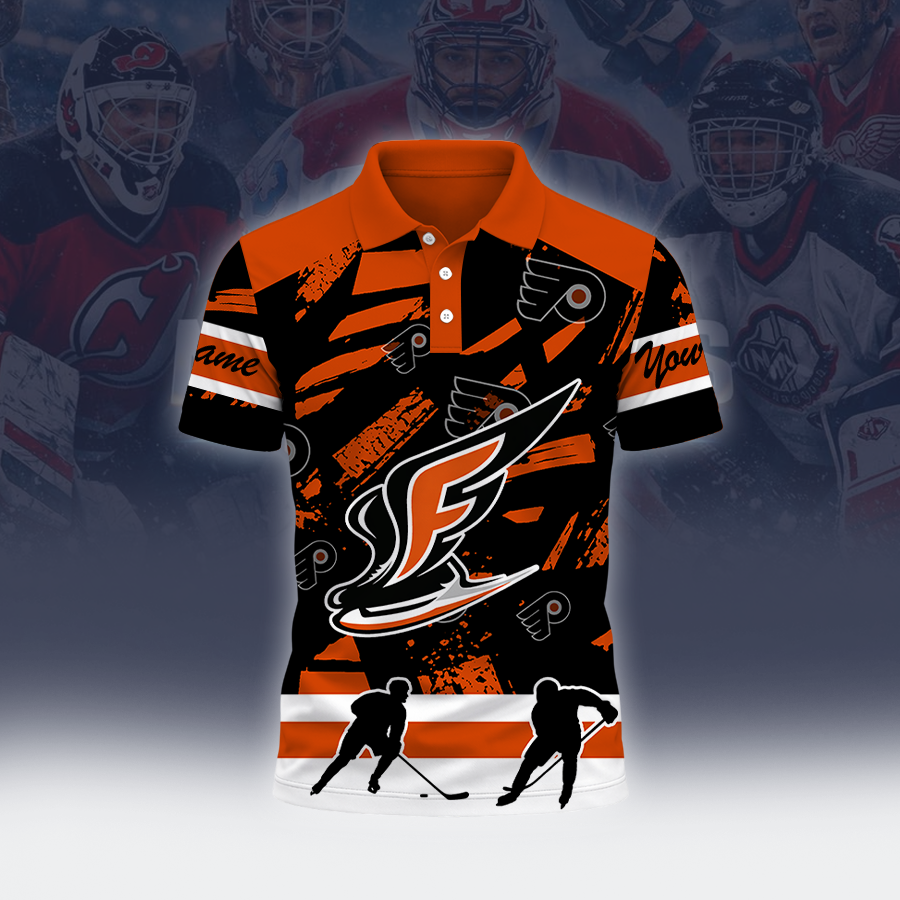 [SUPER SALE] NEW CUSTOMIZED NHL27 PPF PHILADELPHIA FLYERS POLO SHIRT