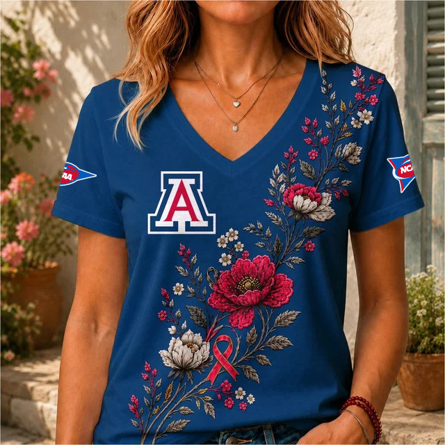 ELITE EDITION - NEW CUSTOMIZED NCAA FBS27 ARW ARIZONA WILDCATS V-NECK FEMALE SHIRT