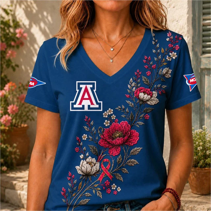ELITE EDITION - NEW CUSTOMIZED NCAA FBS27 ARW ARIZONA WILDCATS V-NECK FEMALE SHIRT