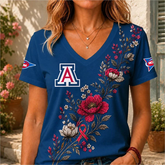 ELITE EDITION - NEW CUSTOMIZED NCAA FBS27 ARW ARIZONA WILDCATS V-NECK FEMALE SHIRT