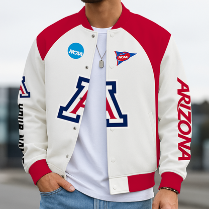 LIMITED EDITION - NEW CUSTOMIZED NCAA FBS27 ARW ARIZONA WILDCATS BASEBALL JACKET, SATIN VARSITY JACKET