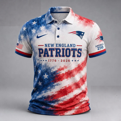 MEGA SALE - NEW CUSTOMIZED NFL27 NEP NEW ENGLAND PATRIOTS USA 250TH ANNIVERSARY POLO SHIRT, ZIP POLO SHIRT & T-SHIRTS