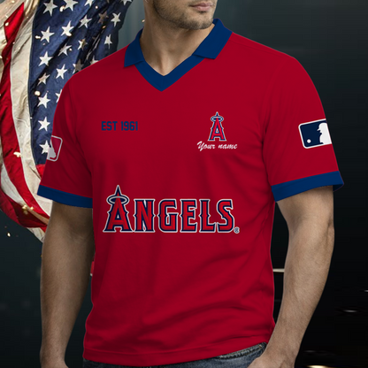 [FLASH SALE] NEW CUSTOMIZED MLB27 LAA LOS ANGELES ANGELS POLO SHIRT