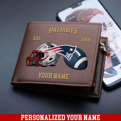 LIMITED EDITION - NEW CUSTOMIZED NFL27 NEP NEW ENGLAND PATRIOTS LEATHER WALLET