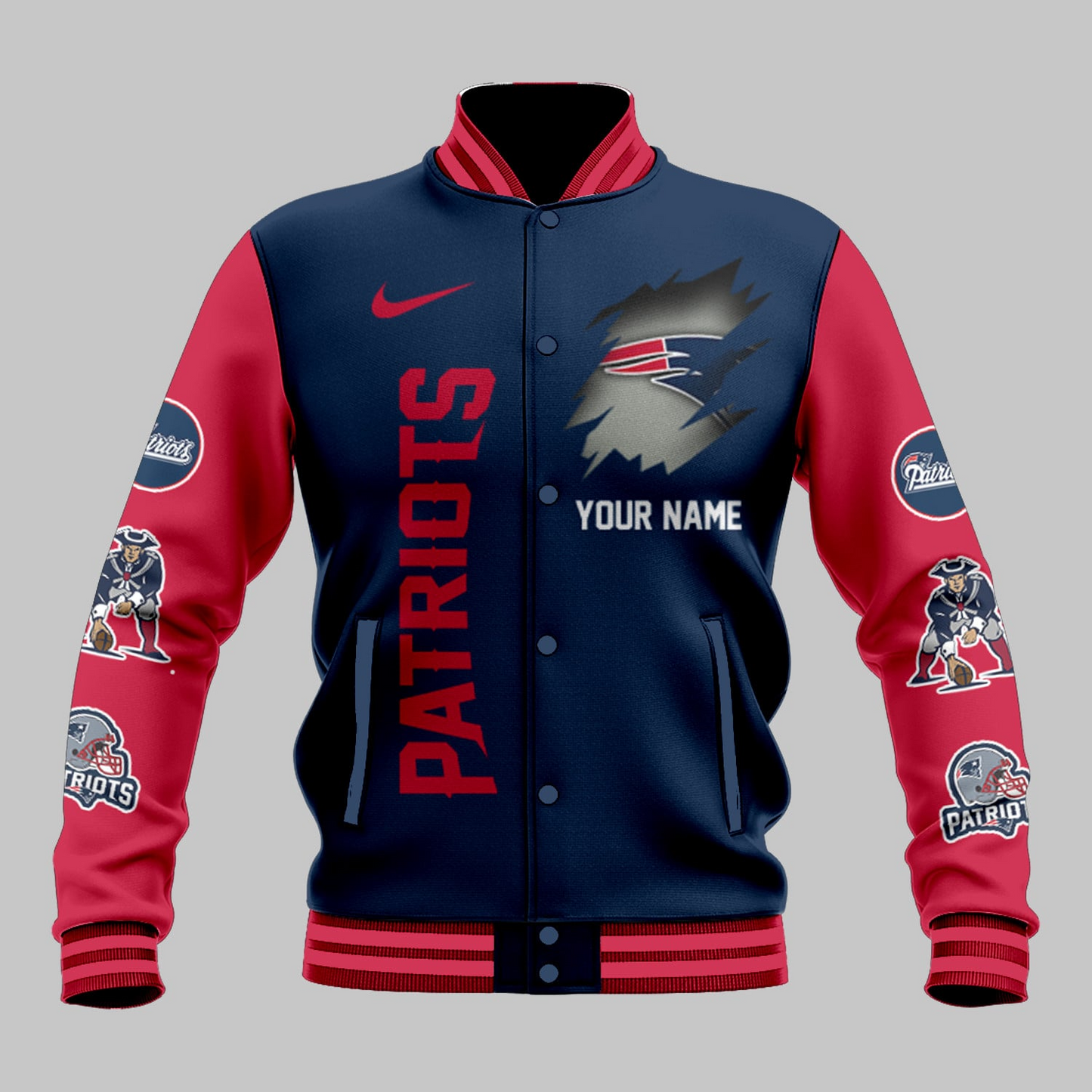 LIMITED EDITION - NEW CUSTOMIZED NFL27 NEP NEW ENGLAND PATRIOTS BASEBALL JACKET