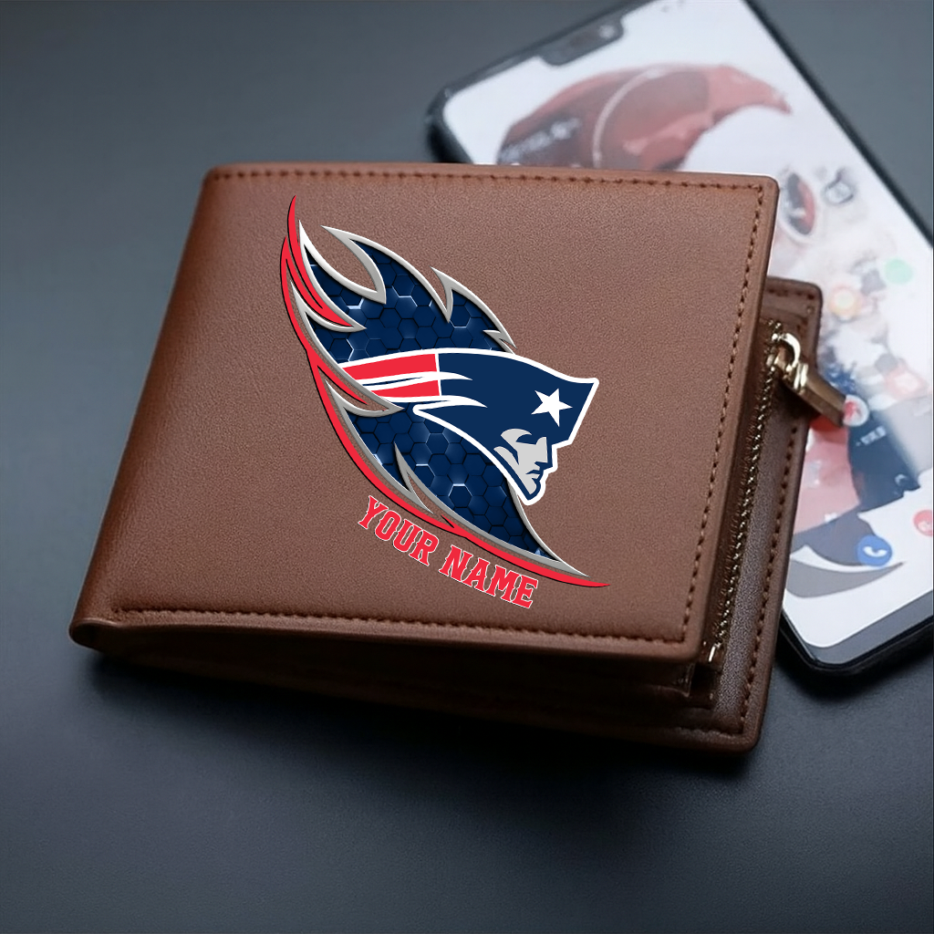 LIMITED EDITION - NEW CUSTOMIZED NFL27 NEP NEW ENGLAND PATRIOTS LEATHER WALLET
