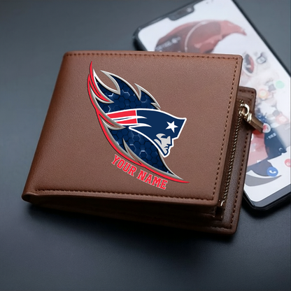LIMITED EDITION - NEW CUSTOMIZED NFL27 NEP NEW ENGLAND PATRIOTS LEATHER WALLET