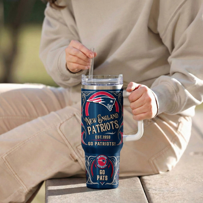 LIMITED EDITION - NEW CUSTOMIZED NFL27 NEP NEW ENGLAND PATRIOTS 40OZ TUMBLER