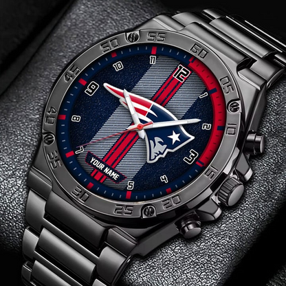 LIMITED EDITION - NEW CUSTOMIZED NFL27 NEP NEW ENGLAND PATRIOTS LUXURY STAINLESS STEEL WATCH