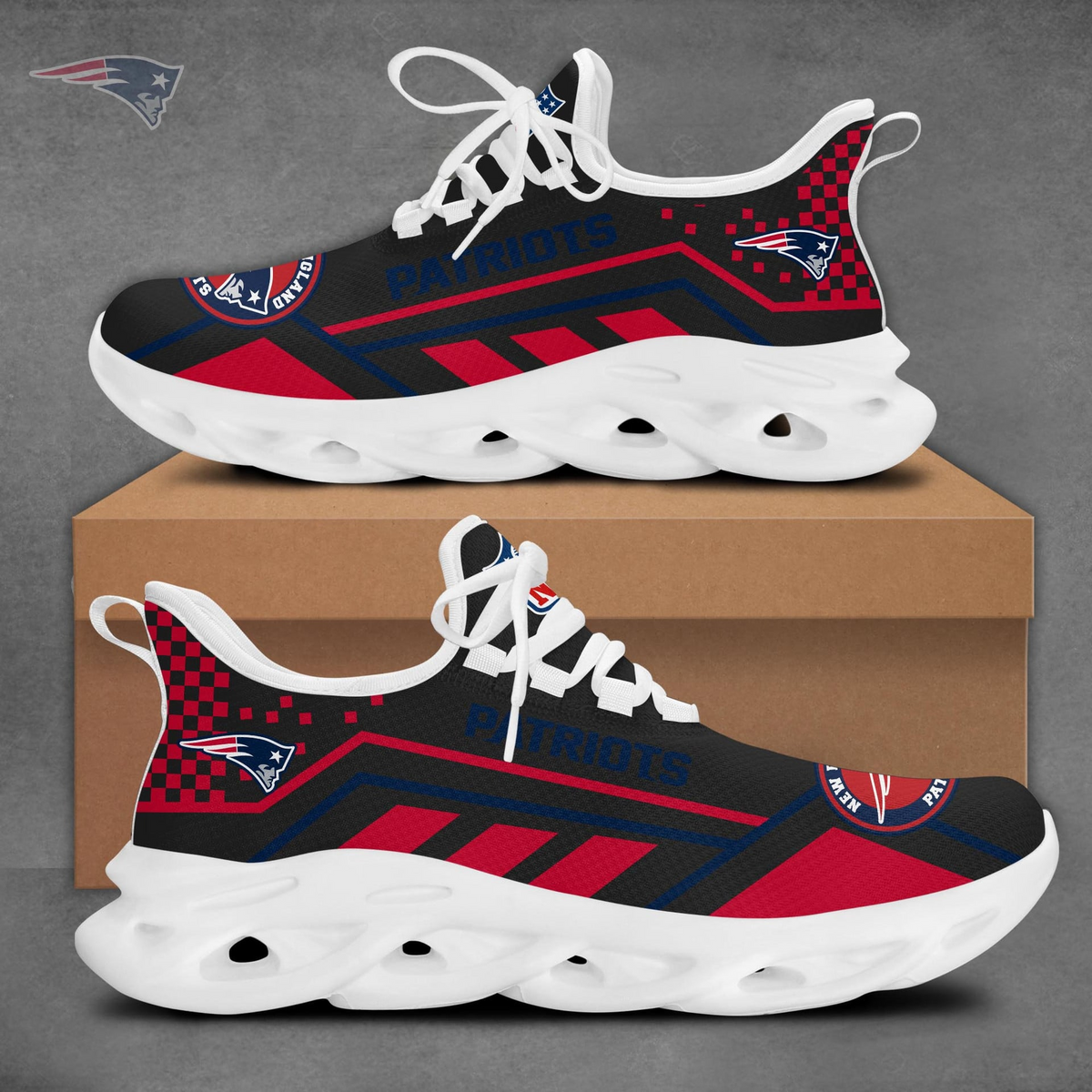 SPECIAL EDITION - NEW CUSTOMIZED NFL27 NEP NEW ENGLAND PATRIOTS MAX SOUL SHOES