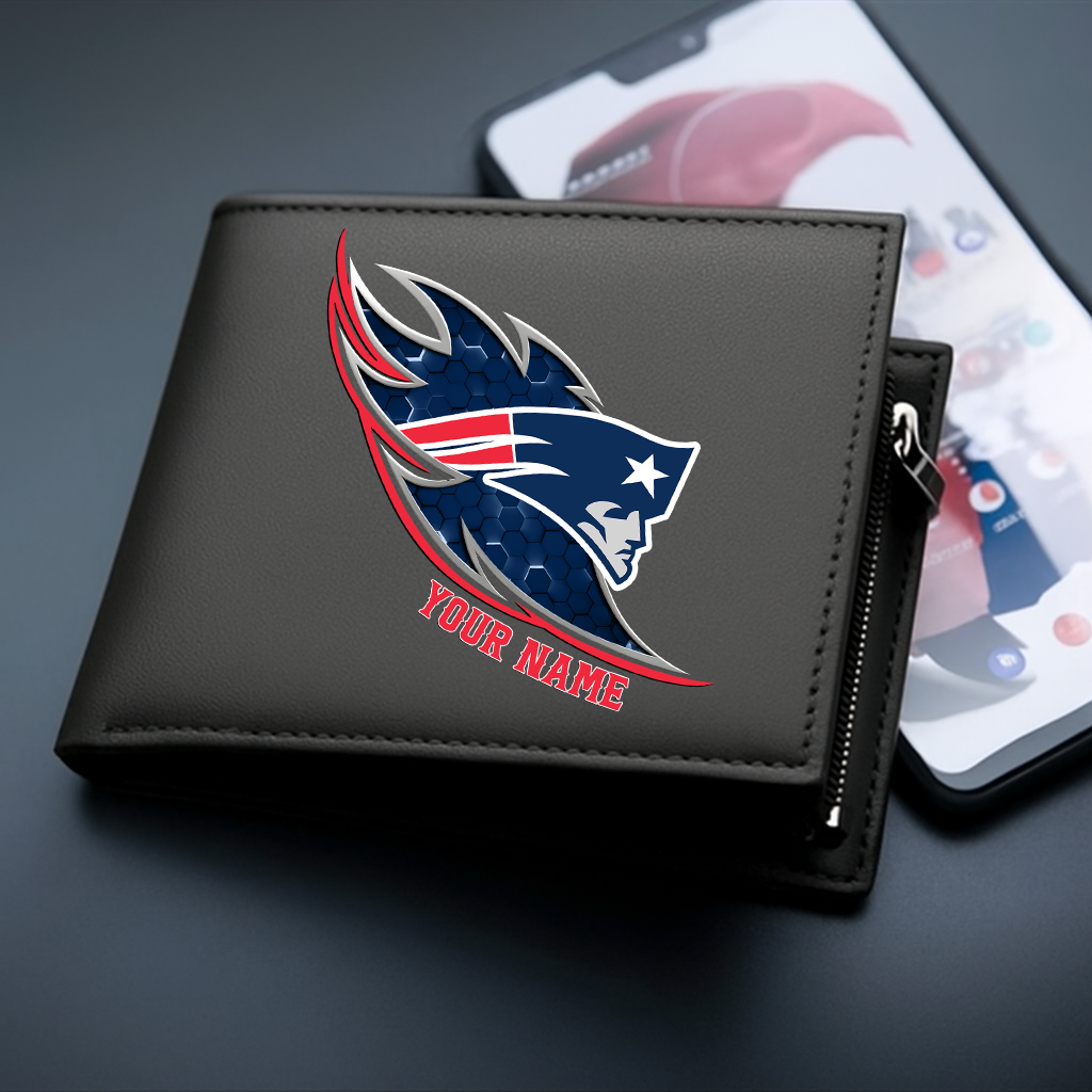 LIMITED EDITION - NEW CUSTOMIZED NFL27 NEP NEW ENGLAND PATRIOTS LEATHER WALLET