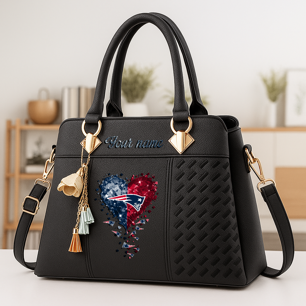 LIMITED EDITION - NEW CUSTOMIZED NFL27 NEP NEW ENGLAND PATRIOTS ZIP HANDBAG MULTICOLOR
