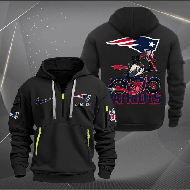 [SPECIAL OFFER] NEW CUSTOMIZED NFL27 NEP NEW ENGLAND PATRIOTS MUTICOLOR QUARTER ZIP HOODIE