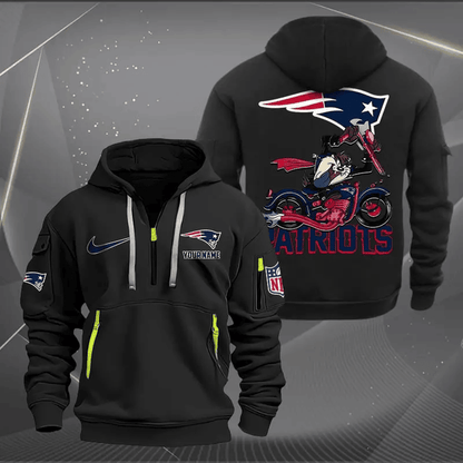 [SPECIAL OFFER] NEW CUSTOMIZED NFL27 NEP NEW ENGLAND PATRIOTS MUTICOLOR QUARTER ZIP HOODIE