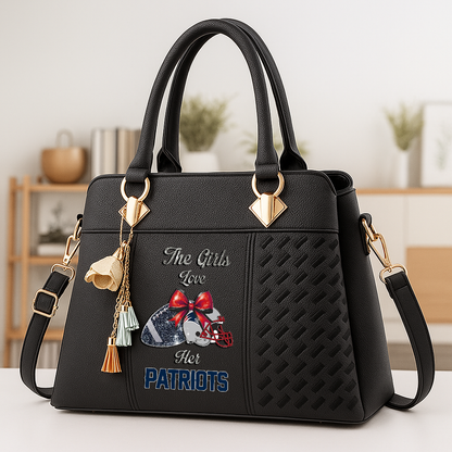 LIMITED EDITION - NEW CUSTOMIZED NFL27 NEP NEW ENGLAND PATRIOTS WOMEN'S ZIP HANDBAG MULTICOLOR