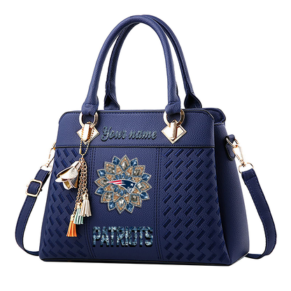 LIMITED EDITION - NEW CUSTOMIZED NFL27 NEP NEW ENGLAND PATRIOTS WOMEN'S ZIP HANDBAG MULTICOLOR