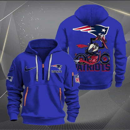 [SPECIAL OFFER] NEW CUSTOMIZED NFL27 NEP NEW ENGLAND PATRIOTS MUTICOLOR QUARTER ZIP HOODIE
