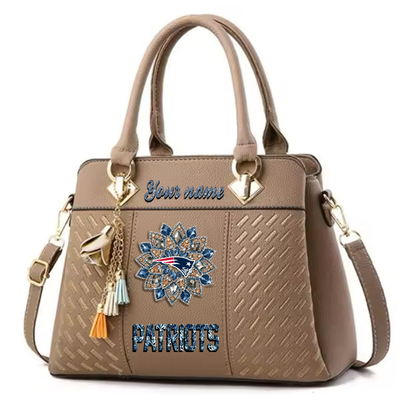 LIMITED EDITION - NEW CUSTOMIZED NFL27 NEP NEW ENGLAND PATRIOTS WOMEN'S ZIP HANDBAG MULTICOLOR