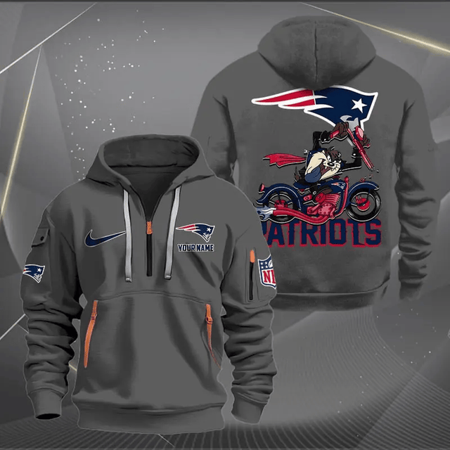 [SPECIAL OFFER] NEW CUSTOMIZED NFL27 NEP NEW ENGLAND PATRIOTS MUTICOLOR QUARTER ZIP HOODIE