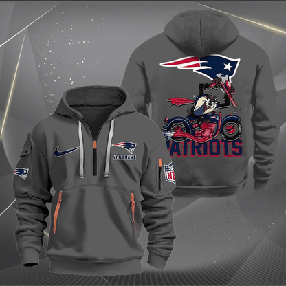 [SPECIAL OFFER] NEW CUSTOMIZED NFL27 NEP NEW ENGLAND PATRIOTS MUTICOLOR QUARTER ZIP HOODIE