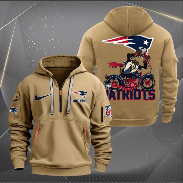 [SPECIAL OFFER] NEW CUSTOMIZED NFL27 NEP NEW ENGLAND PATRIOTS MUTICOLOR QUARTER ZIP HOODIE